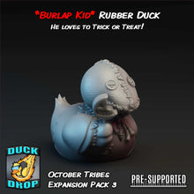 Load image into Gallery viewer, &quot;Burlap Kid&quot; Rubber Duck by Epic Duck Studios
