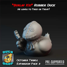 Load image into Gallery viewer, &quot;Burlap Kid&quot; Rubber Duck by Epic Duck Studios
