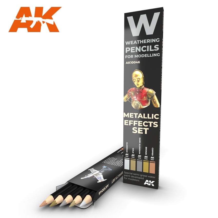 AK-10046 AK Interactive Weathering Pencil Set - Metallics
