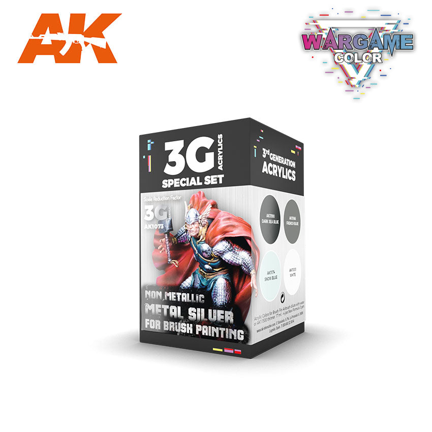 AK-1073 AK Interactive 3G Wargame Color Set - Non Metallic Metal Silver (W.B)
