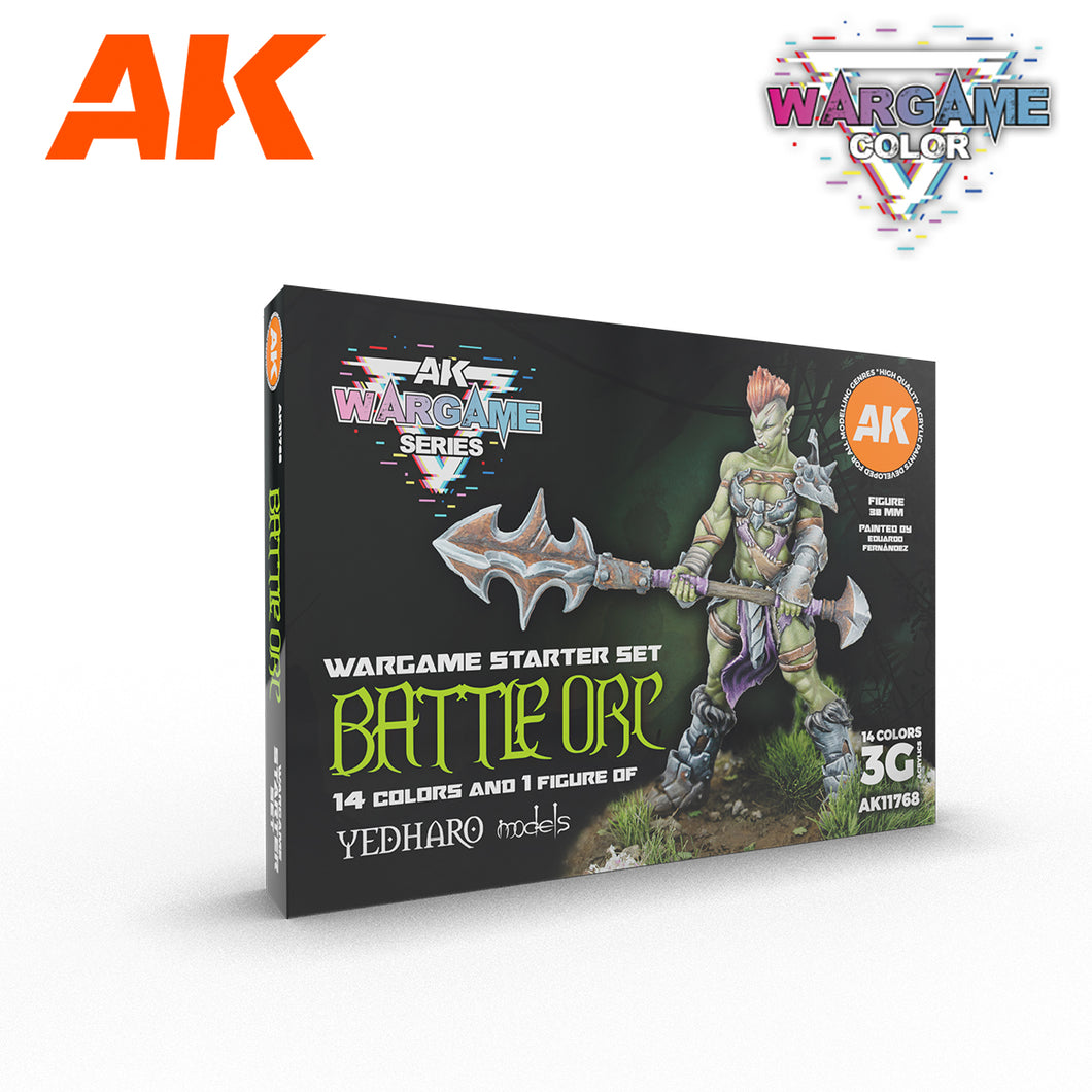 AK 11768 - AK Interactive Wargame Starter Set - Battle Orc (14 Colors & 1 Figure)