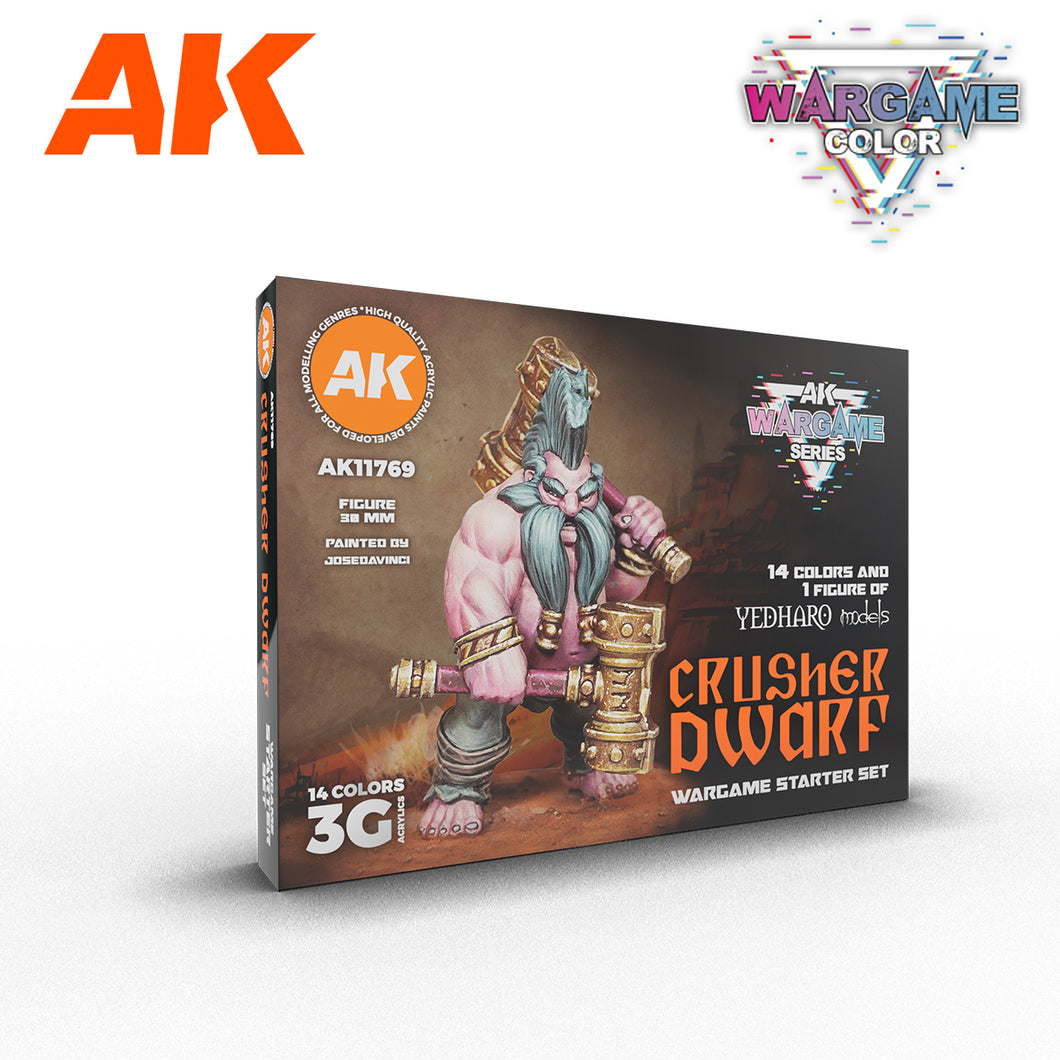AK 11769 - AK Interactive Wargame Starter Set - Crusher Dwarf (14 Colors & 1 Figure)